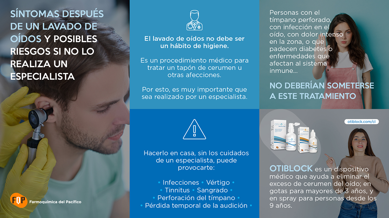 síntomas después de un lavado de oídos infografia